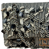 Chanel Black/White Sequin Stripped Medium Double Flap Shoulder Bag