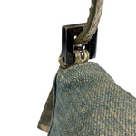 Fendi Denim/Snakeskin Trim Mini Baguette