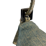 Fendi Denim/Snakeskin Trim Mini Baguette