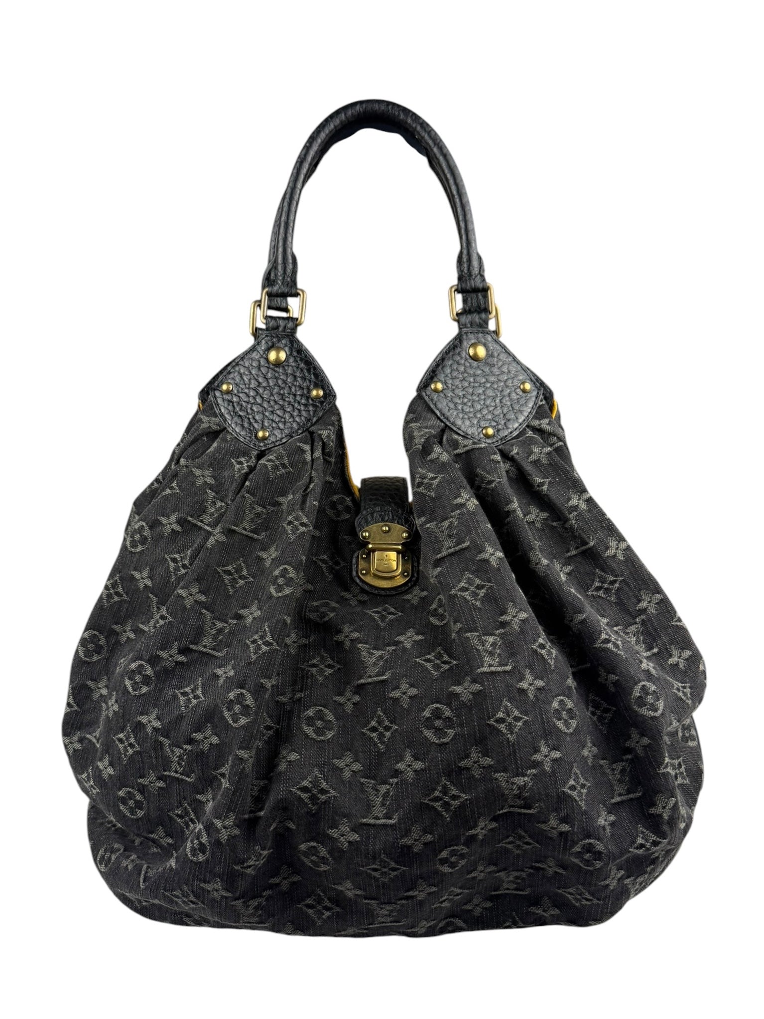 Louis Vuitton Black Denim Mahina Hobo Bag XL
