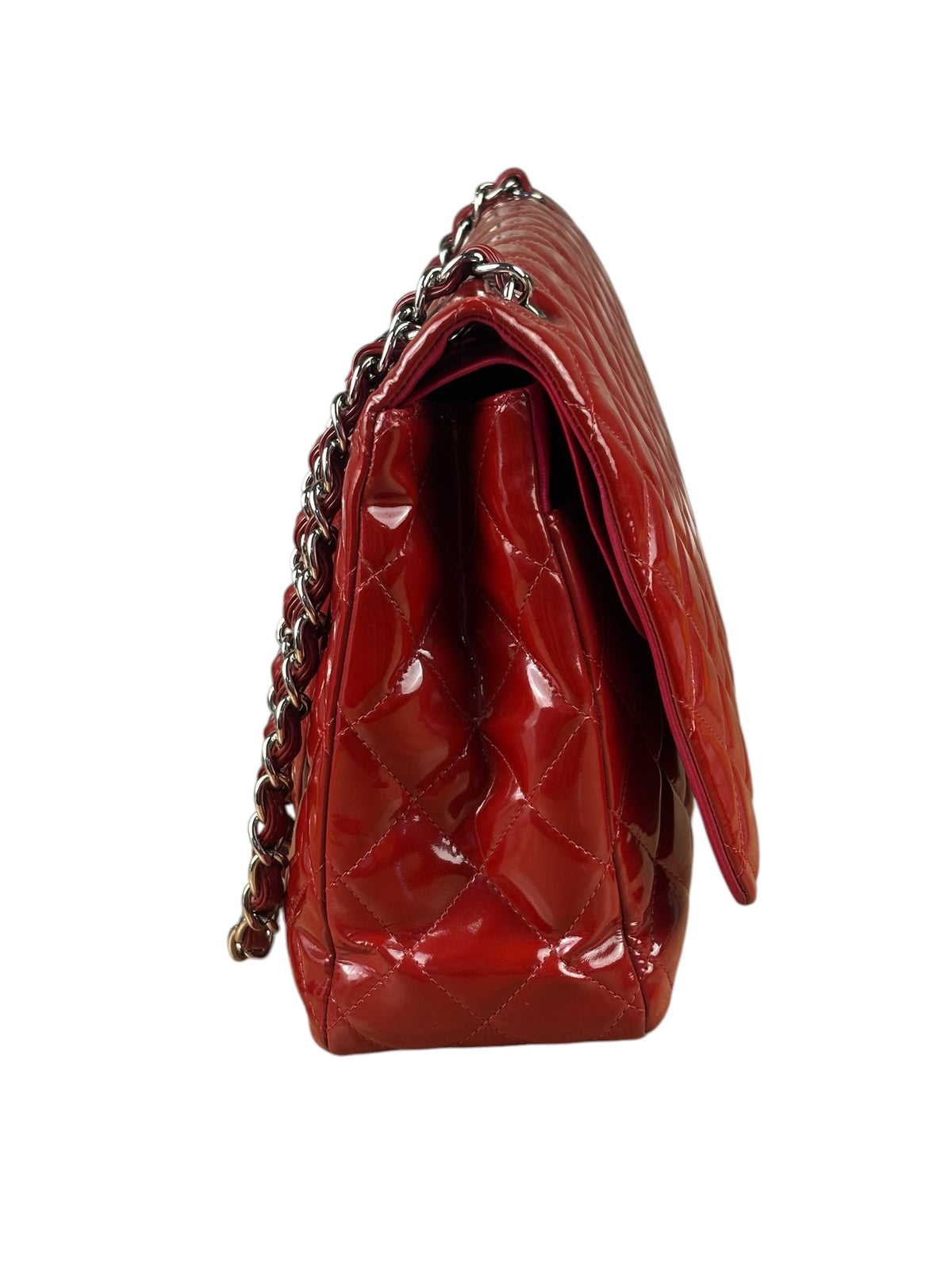 Chanel Red Patent Leather Jumbo Double Flap 2013
