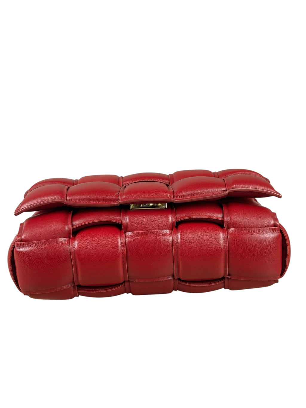 Bottega Veneta Red Intrecciato Padded Cassette Flap Bag