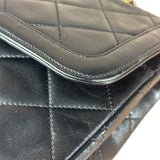 Chanel Black Quilted Two-Toned CC Double Flap Bag 90s