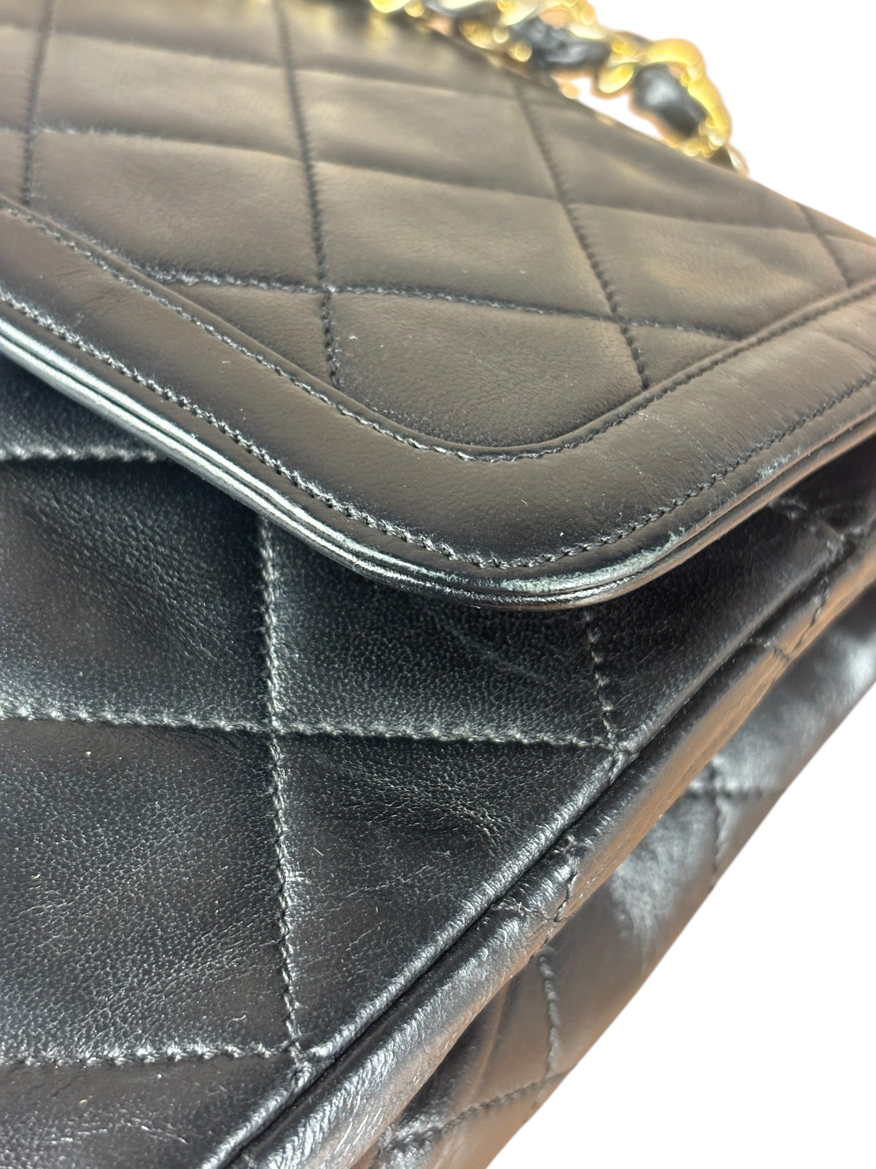 Chanel Black Quilted Two-Toned CC Double Flap Bag 90s