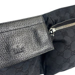 Gucci Black Leather Trim GG Double Pocket Bel Bag