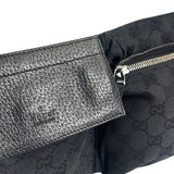 Gucci Black Leather Trim GG Double Pocket Bel Bag