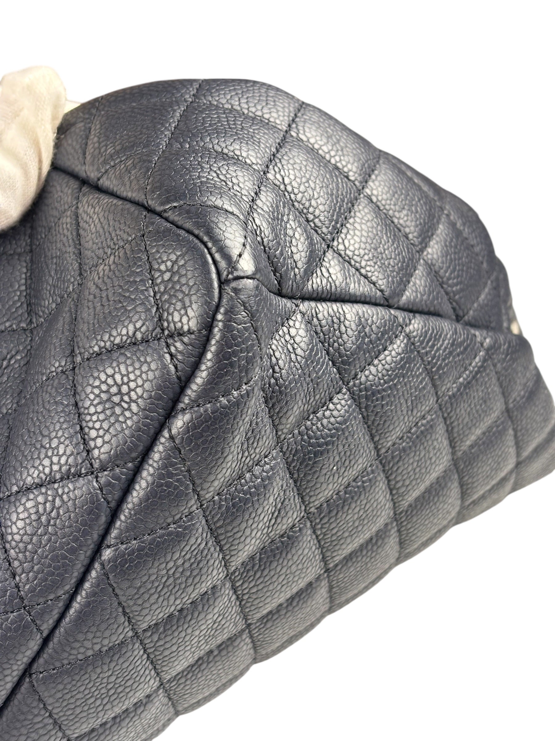 Chanel Navy Blue Leather Drawstring Bucket Two-Way Bag 2018