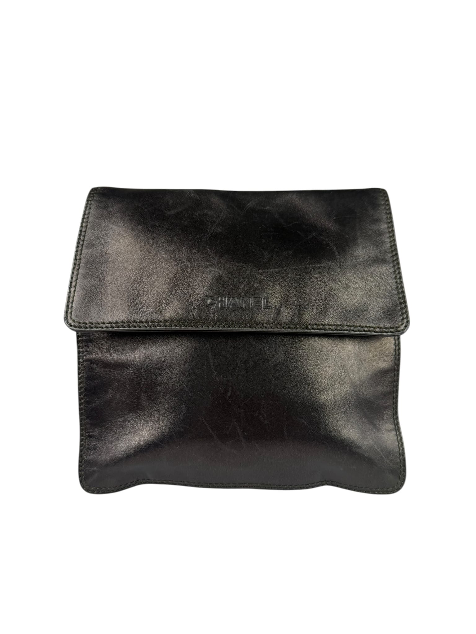 Chanel Vintage Metallic Bronze Lambskin Logo Messenger Bag 1997