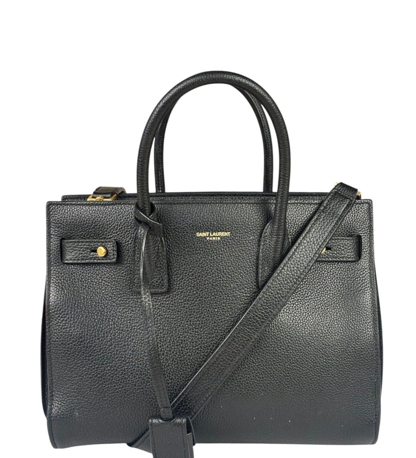 Yves Saint Laurent Black Grained Leather Sac De Jour Two-Way Bag