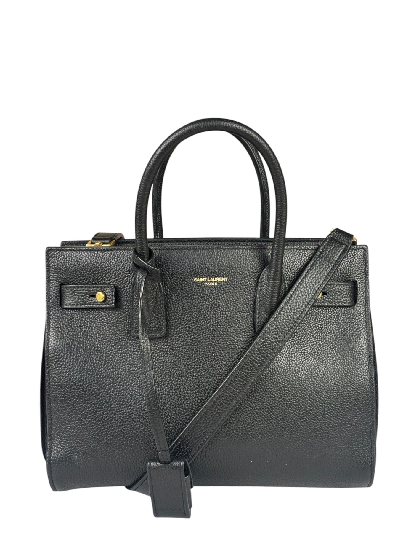 Yves Saint Laurent Black Grained Leather Sac De Jour Two-Way Bag