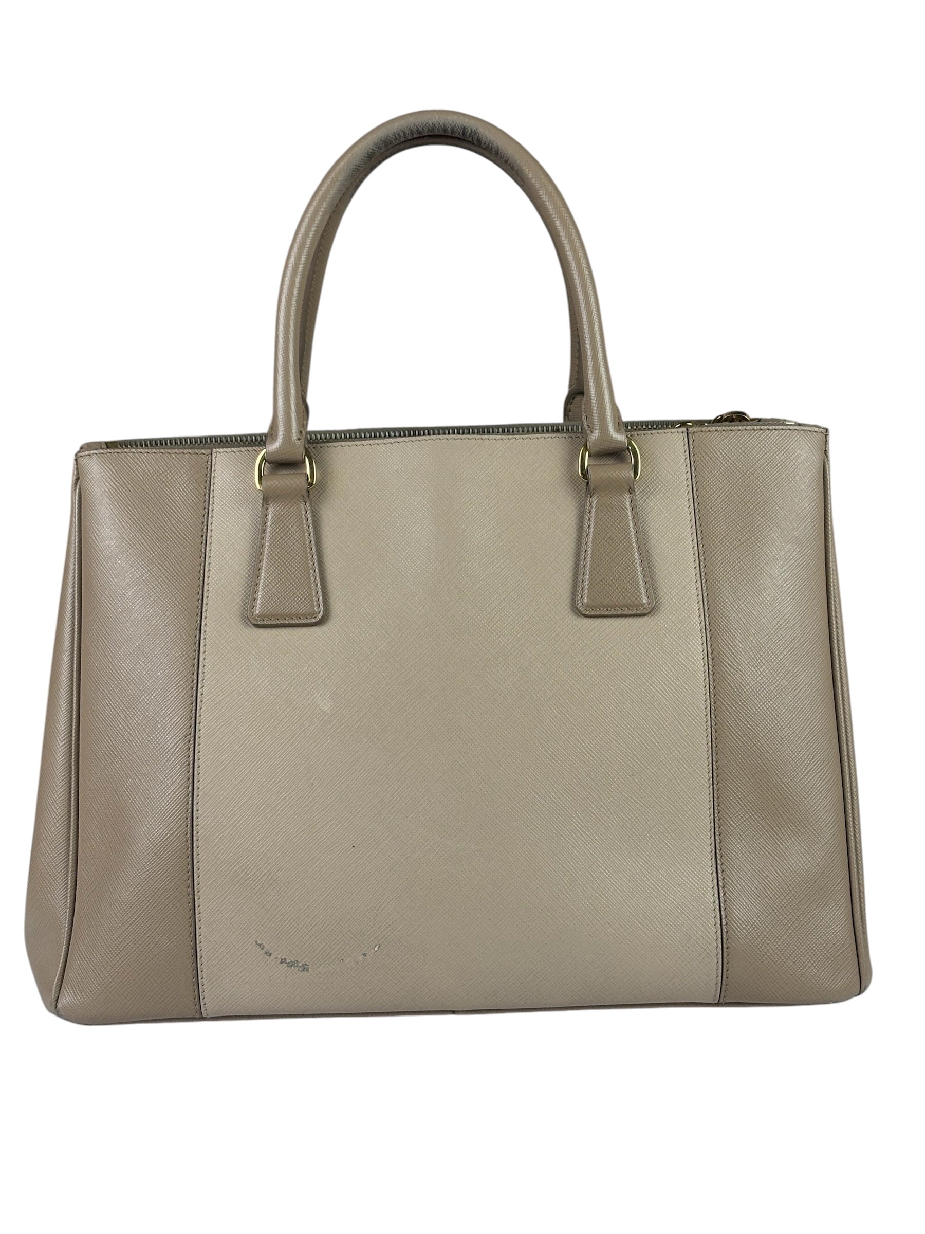 Prada Beige Saffiano Leather Galleria Large Shoulder Bag