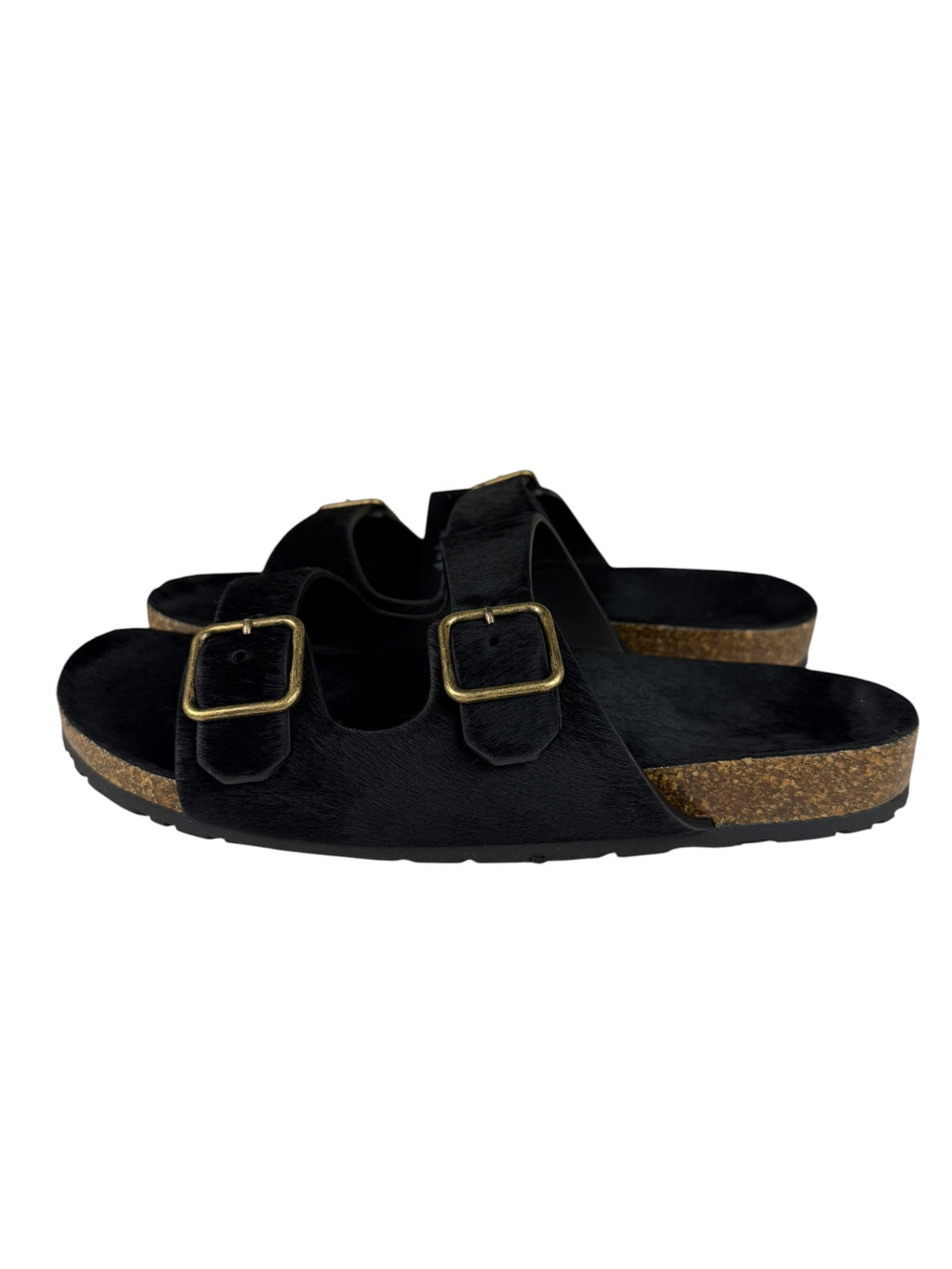 Yves Saint Laurent Black Jimmy Pony Hair Falt Sandal