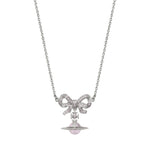 Vivienne Westwood .925 Silver Bow Pink Orb Necklace