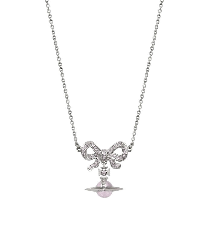 Vivienne Westwood .925 Silver Bow Pink Orb Necklace