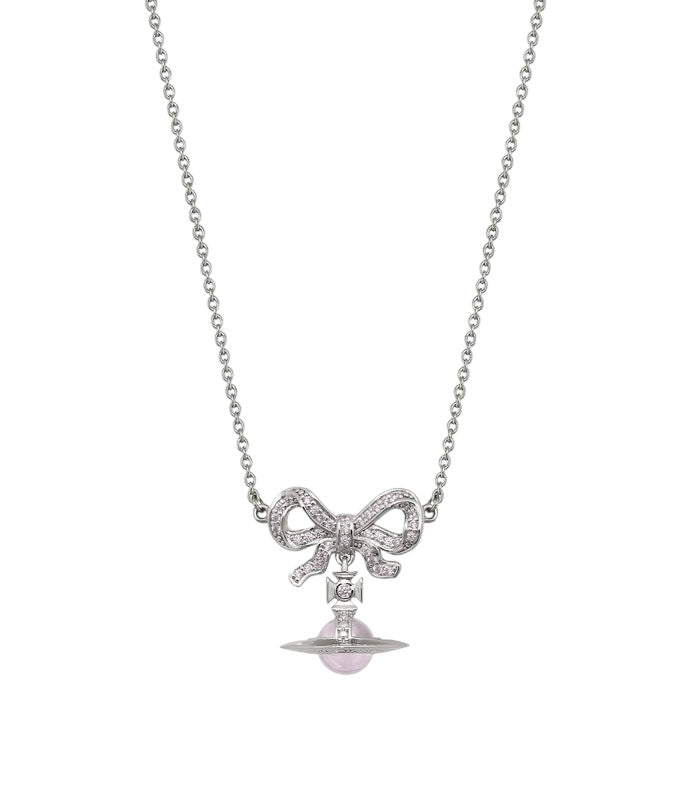 Vivienne Westwood .925 Silver Bow Pink Orb Necklace