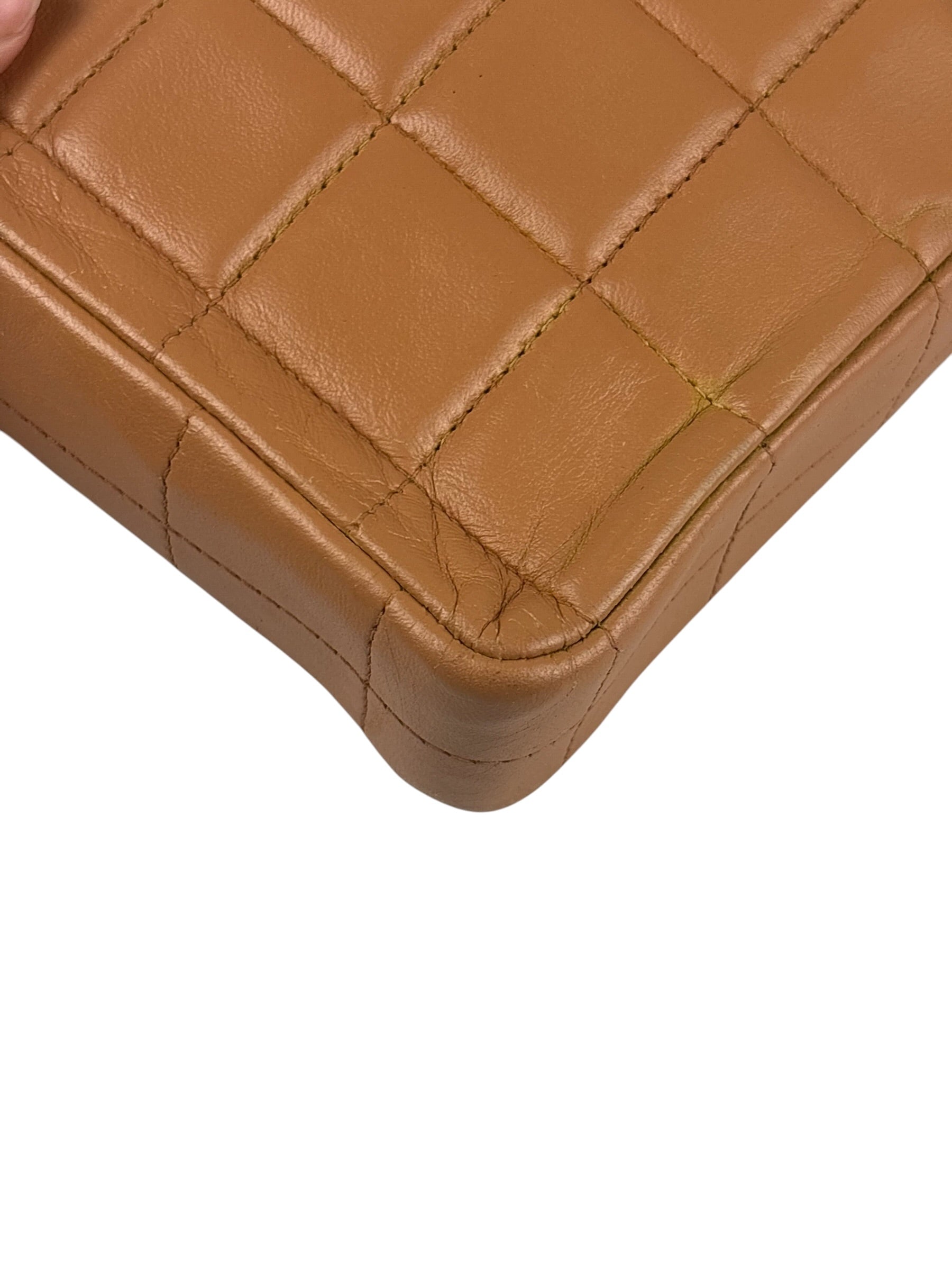 Chanel Vintage Beige Leather  Chocolate Bar East- 1987