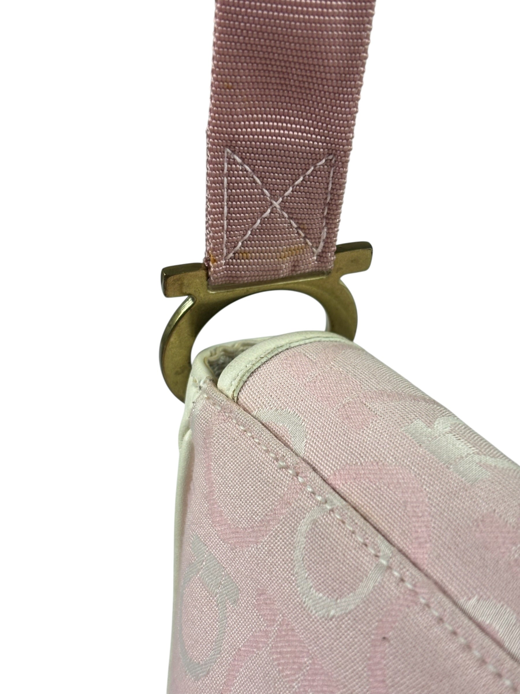 Ferragamo Pink Canvas Gancini Shoulder Bag