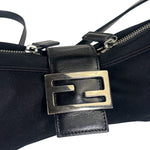 Fendi Black Leather Trim Crossbody Neoprene Baguette