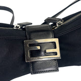 Fendi Black Leather Trim Crossbody Neoprene Baguette