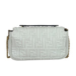 Fendi White Leather FF Flap Baguette