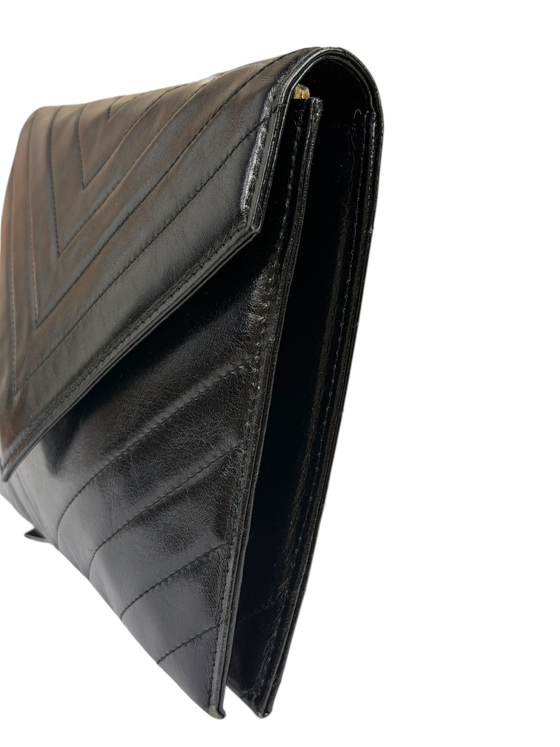 Yves Saint Laurent Black Quilted Leather Clutch