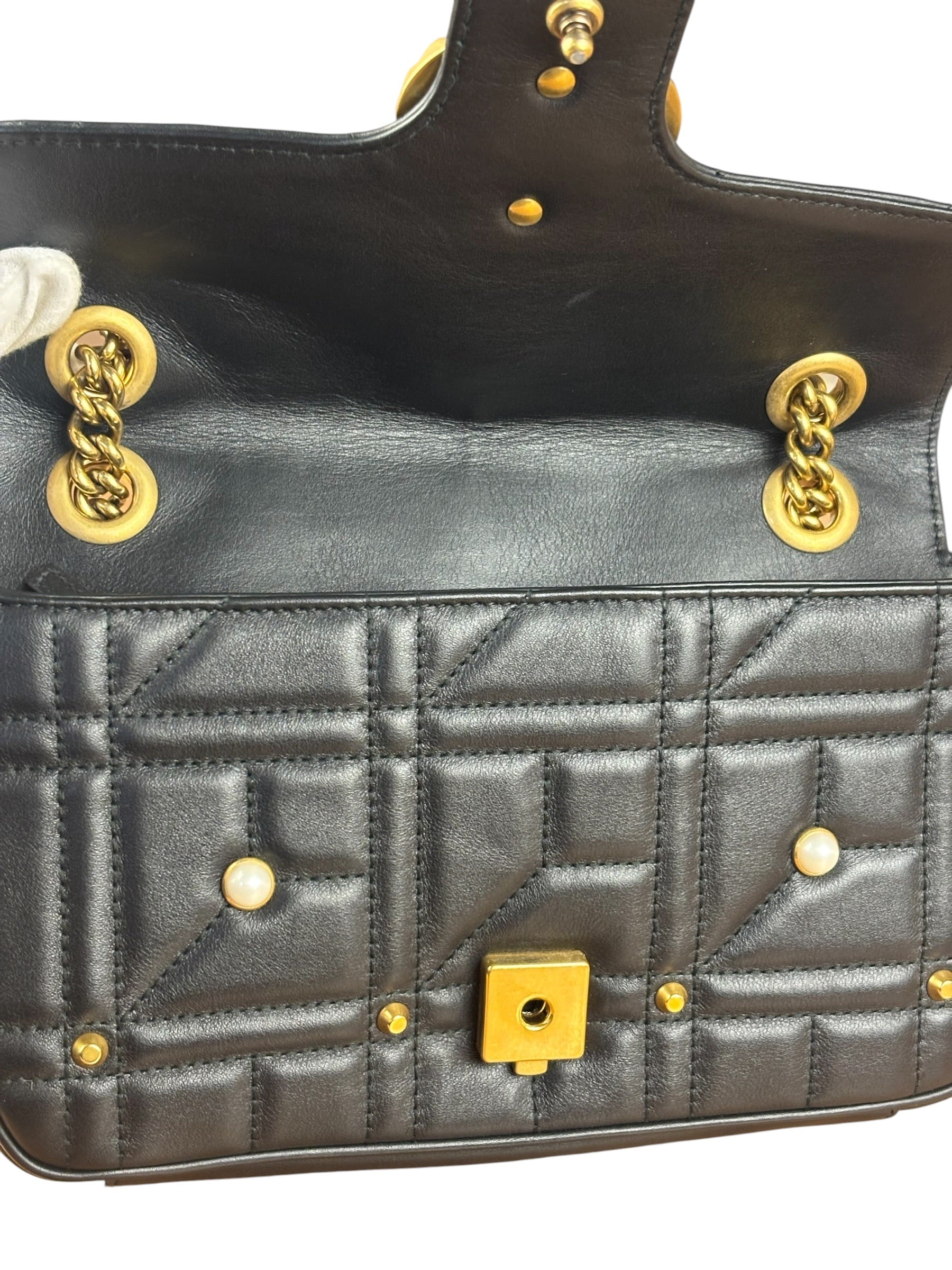 Gucci Black Pearly GG Marmont Flap Bag