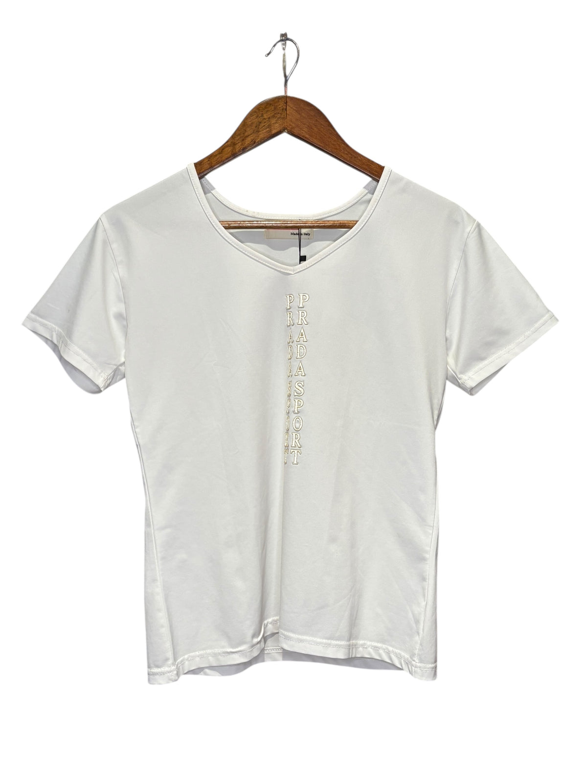 Prada Sport Logo Short Sleeve Top Ivory
