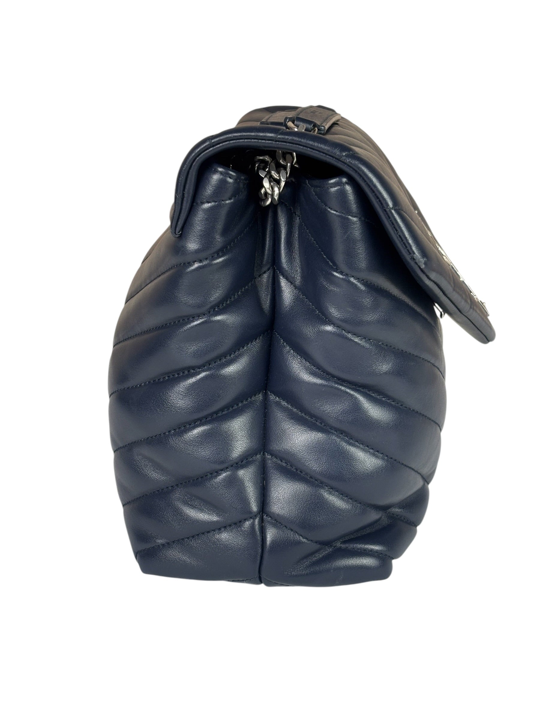 Yves Saint Laurent Navy Blue LouLou Medium Shoulder Bag
