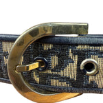 Christian Dior Vintage Navy Blue Leather Trim Oblique Monogram Canvas Belt