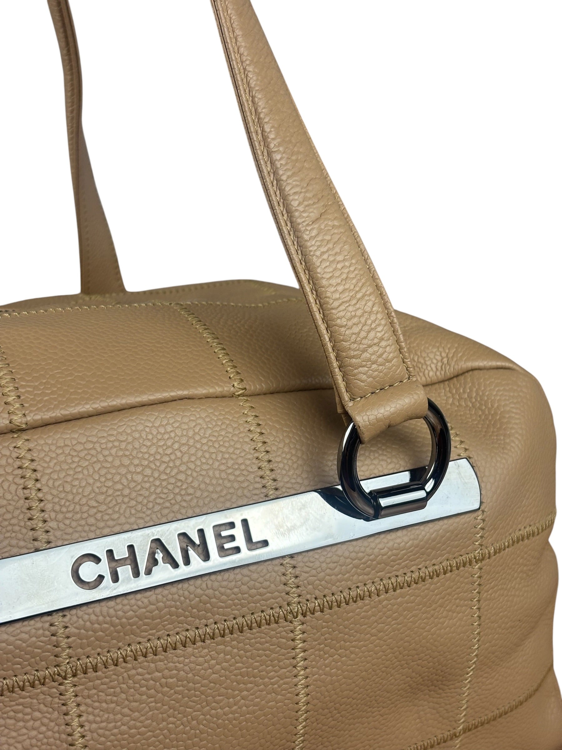 Chanel Beige Caviar Chocolate Bar Boston Bag