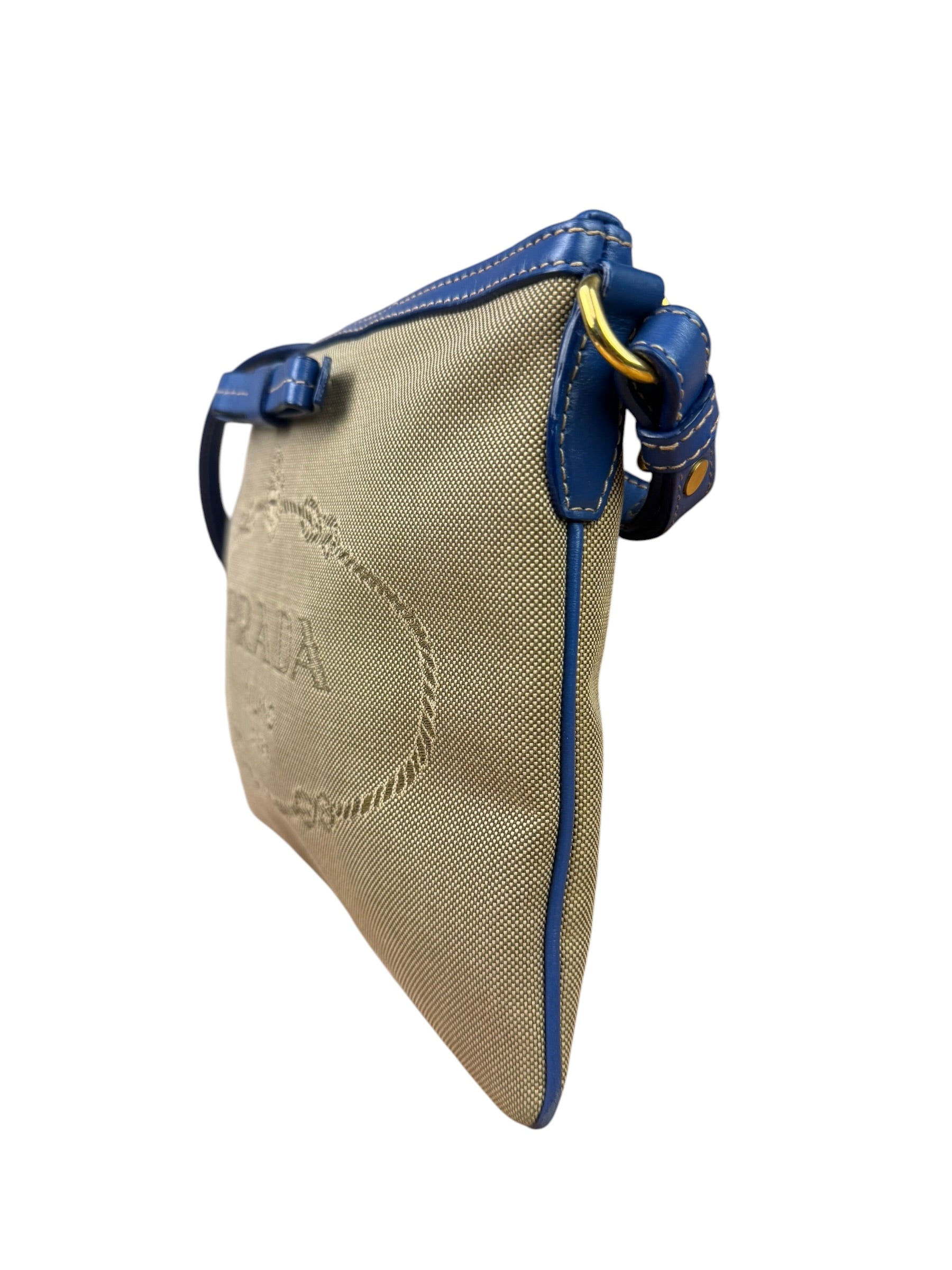 Prada Beige/Blue Jacquard Crossbody Bag