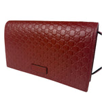 Gucci Red Micro GG Leather Crossbody Wallet