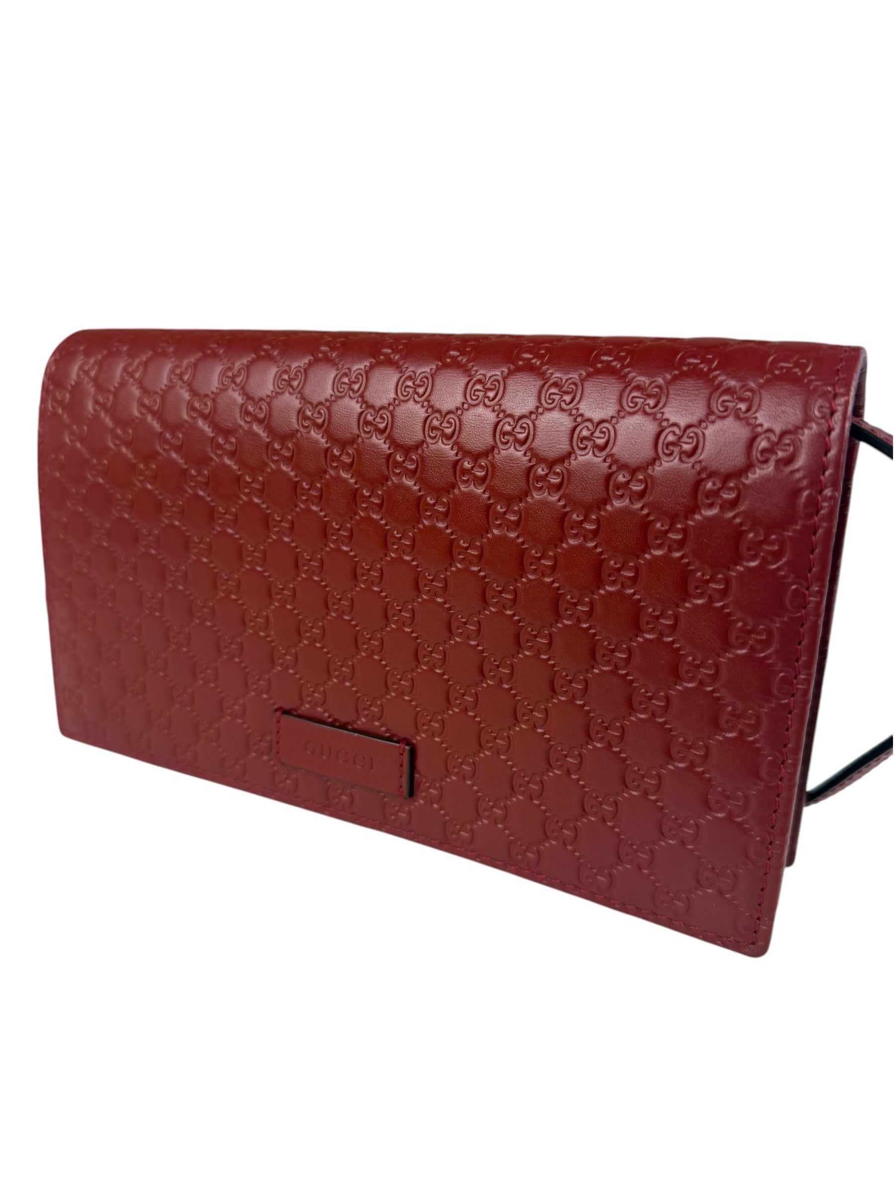 Gucci Red Micro GG Leather Crossbody Wallet