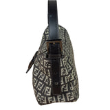 Fendi Black/Beige Leather Trim Zucca Mamma Baguette