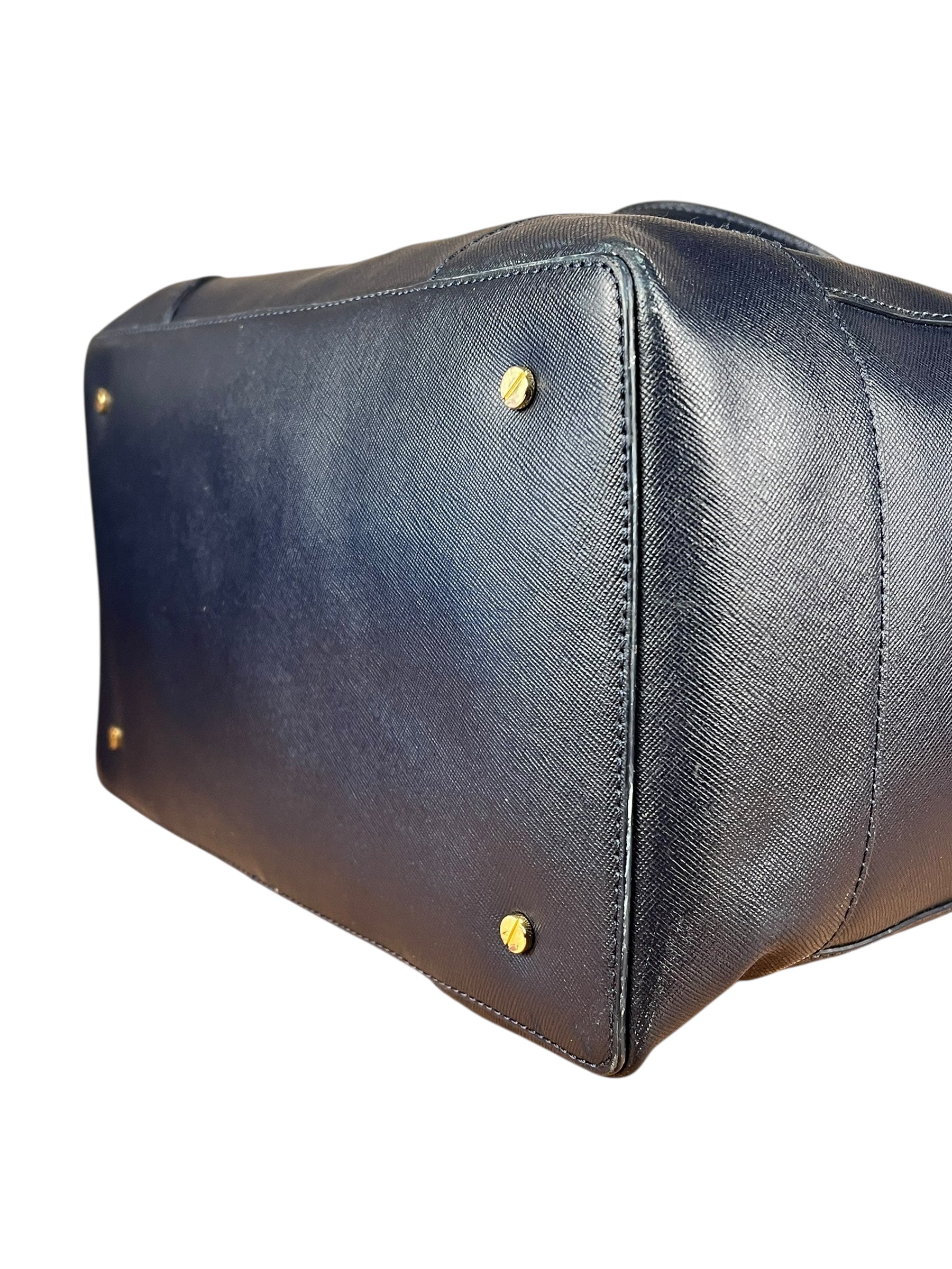 Tory Burch Saffiano Leather Navy Boston Bag