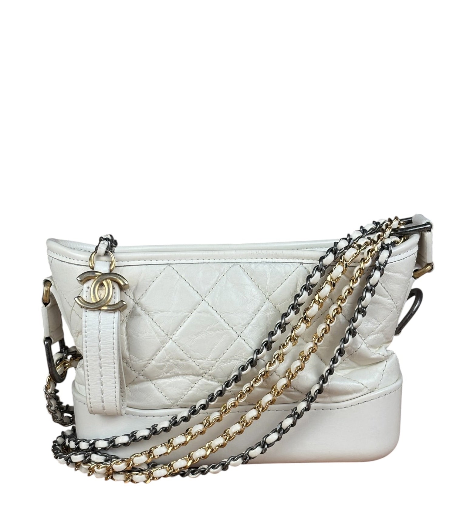 Chanel White Quilted Leather Small Gabrielle Hobo Bag 2019