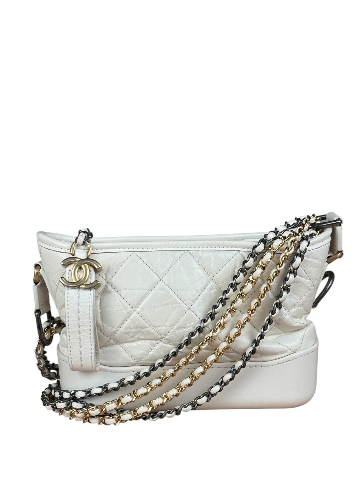 Chanel White Quilted Leather Small Gabrielle Hobo Bag 2019