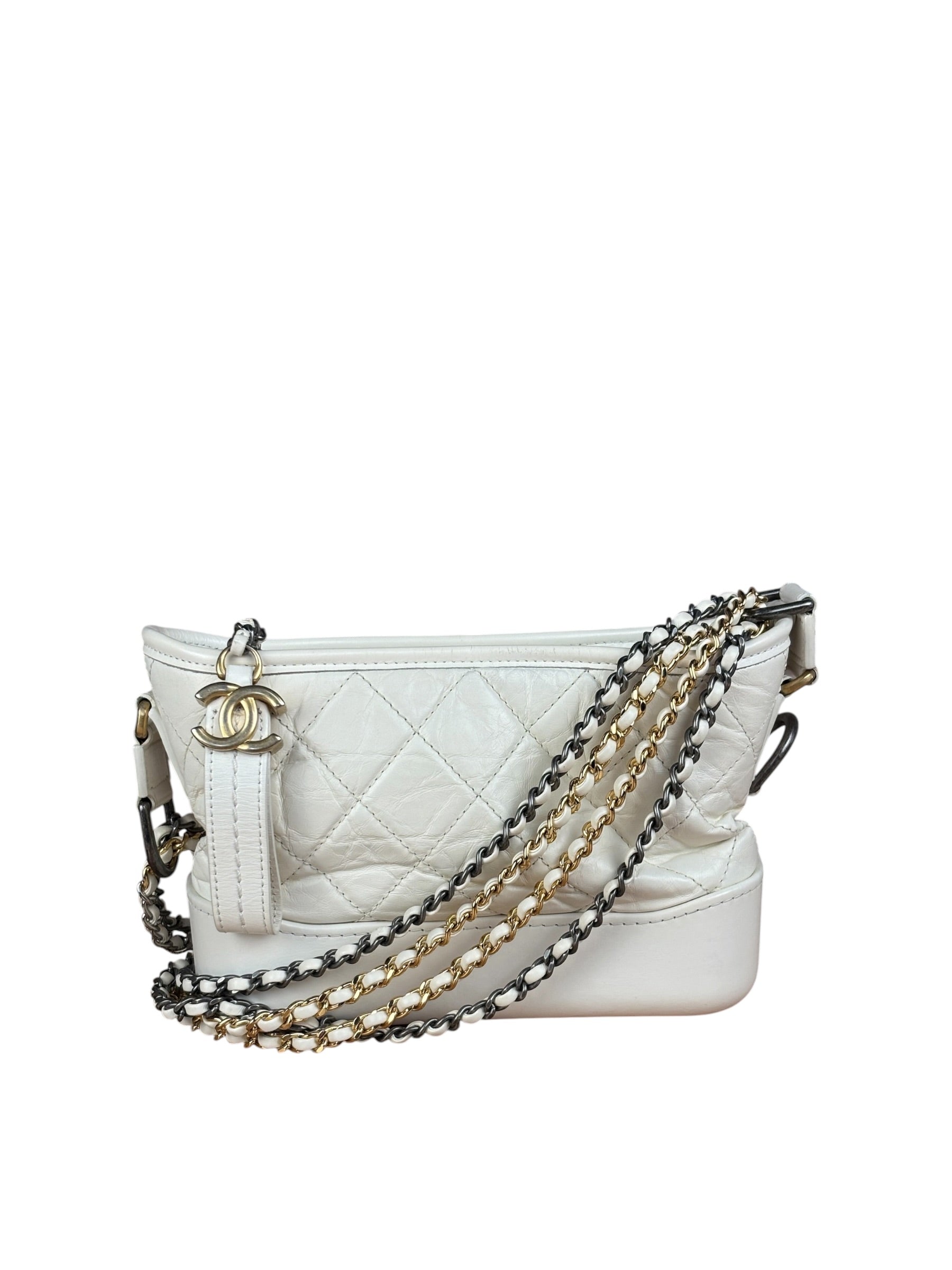 Chanel White Quilted Leather Small Gabrielle Hobo Bag 2019