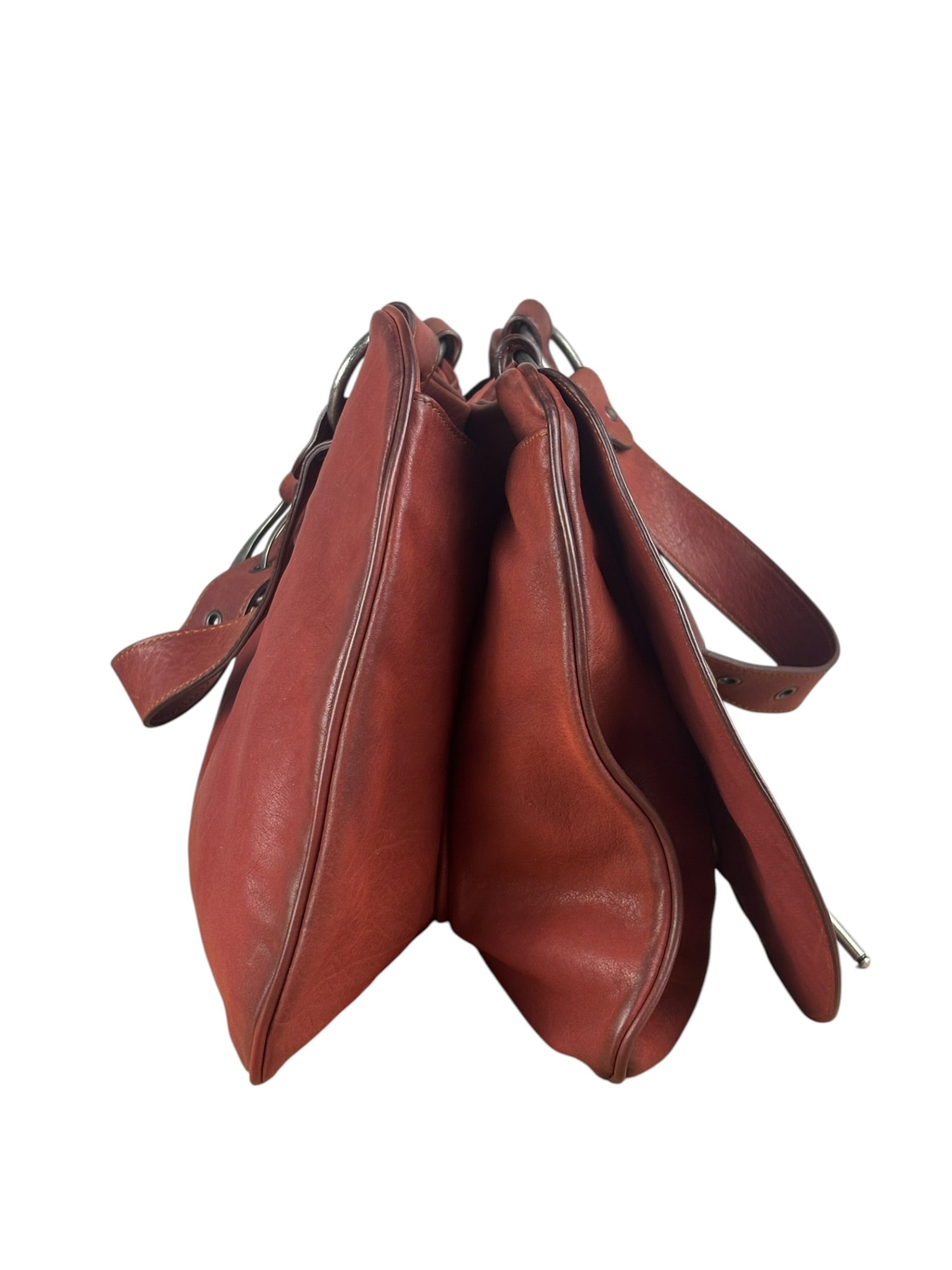 Christian Dior Burgundy Leather Gaucho Saddle Large Shoulder Bag
