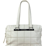 Chanel White Chocolate Bar Quilted Caviar LAX Bowler Bag 2004