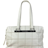 Chanel White Chocolate Bar Quilted Caviar LAX Bowler Bag 2004
