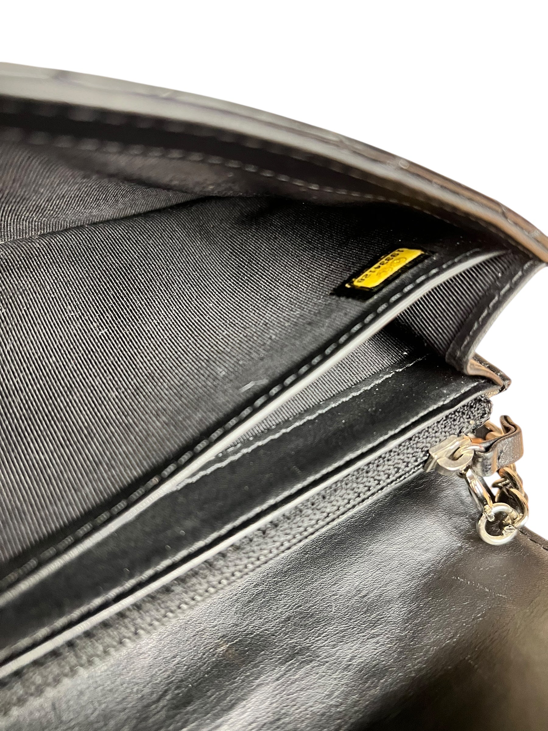 Chanel Black Patent Leather Wallet on Chain 2014