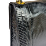 Chanel Black Lizard Leather Envelope Flap Bag 1986