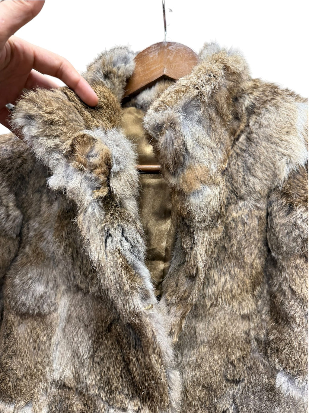 Vintage Free's Beige Brown Rabbit Fur Coat
