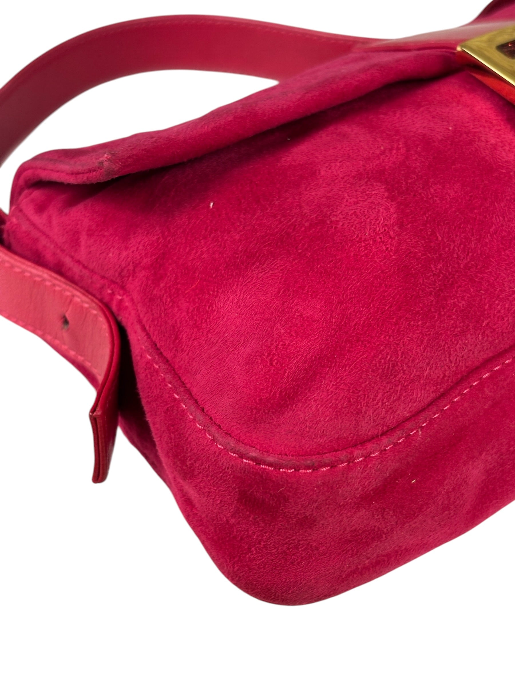 Fendi Pink Suede/Leather Trim Baguette
