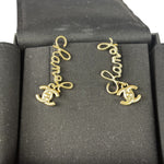 Chanel Gold Tone Cursive CC Climber Clip-On Earrings