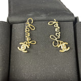 Chanel Gold Tone Cursive CC Climber Clip-On Earrings