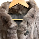 Vintage Russian Squirrel Greyish Brown Reversible Fur & Silk Coat