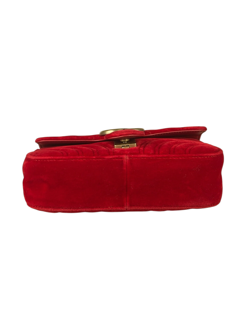 Gucci Hibiscus Red Velvet Matelasse GG Marmont Flap Bag