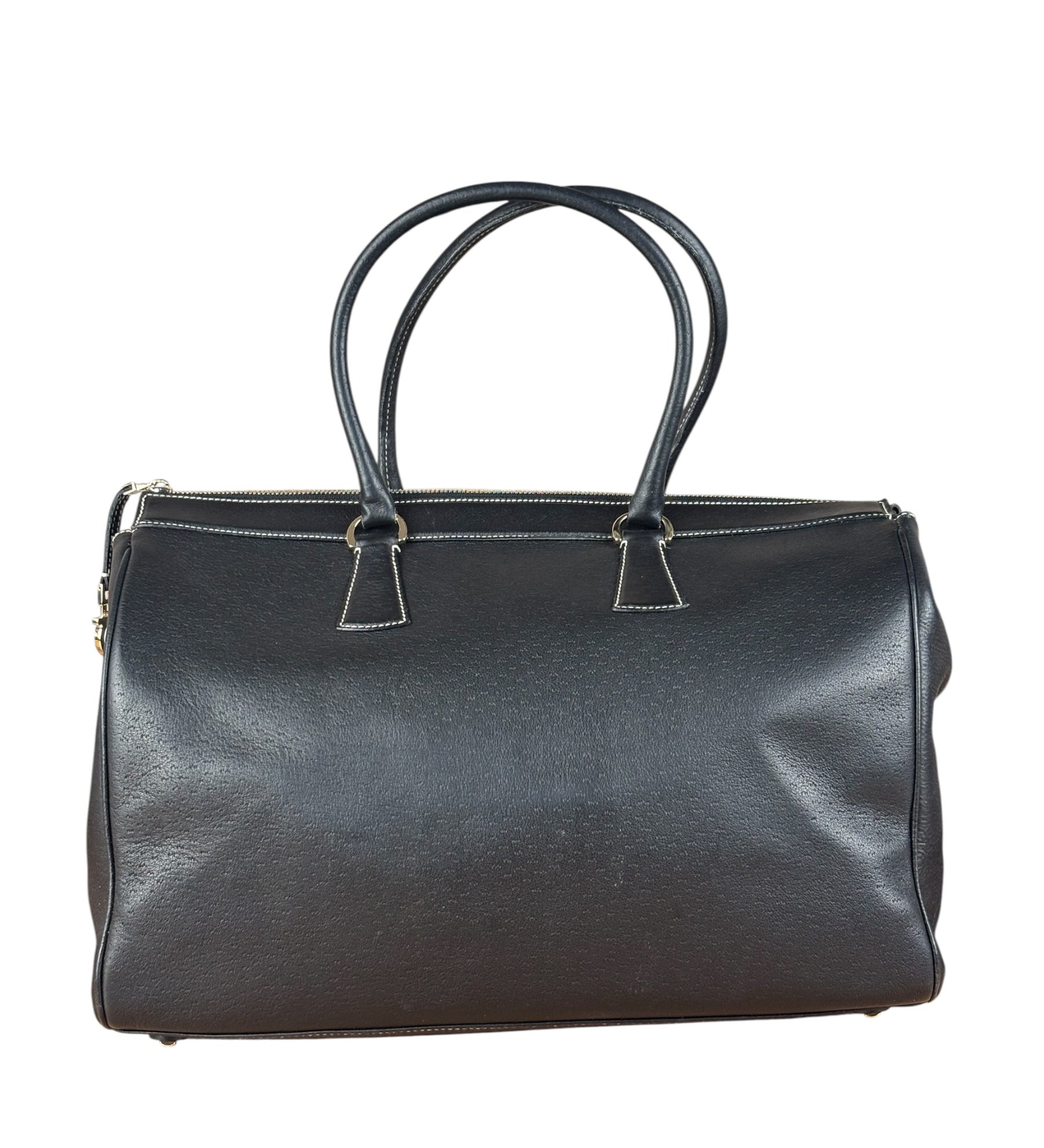 Salvatore Ferragamo Vintage Black Pebbled Leather Tote Bag